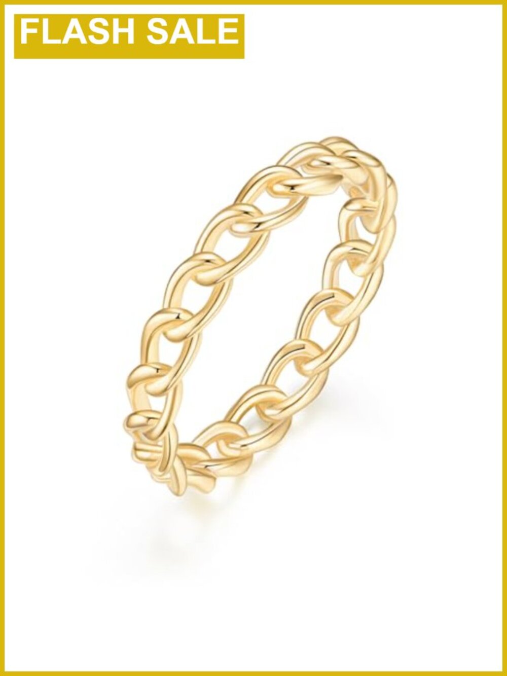 14K Gold Plated Dainty Chain Link Stacking Ring Women Wedding Band
